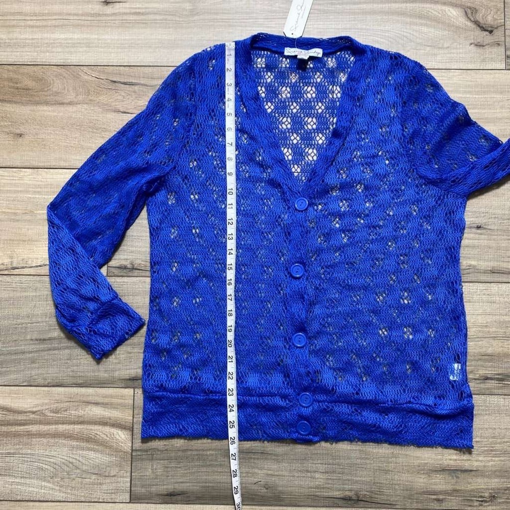 French Laundry Womens Open Knit Button Front Cardigan Size 14/16 Royal‎ Blue - Picture 3 of 7